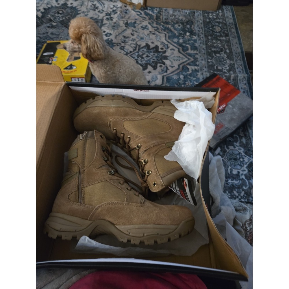 Tru Spec NWT Mens Brown Tac Assault Boots 9" side zip size 6.5R